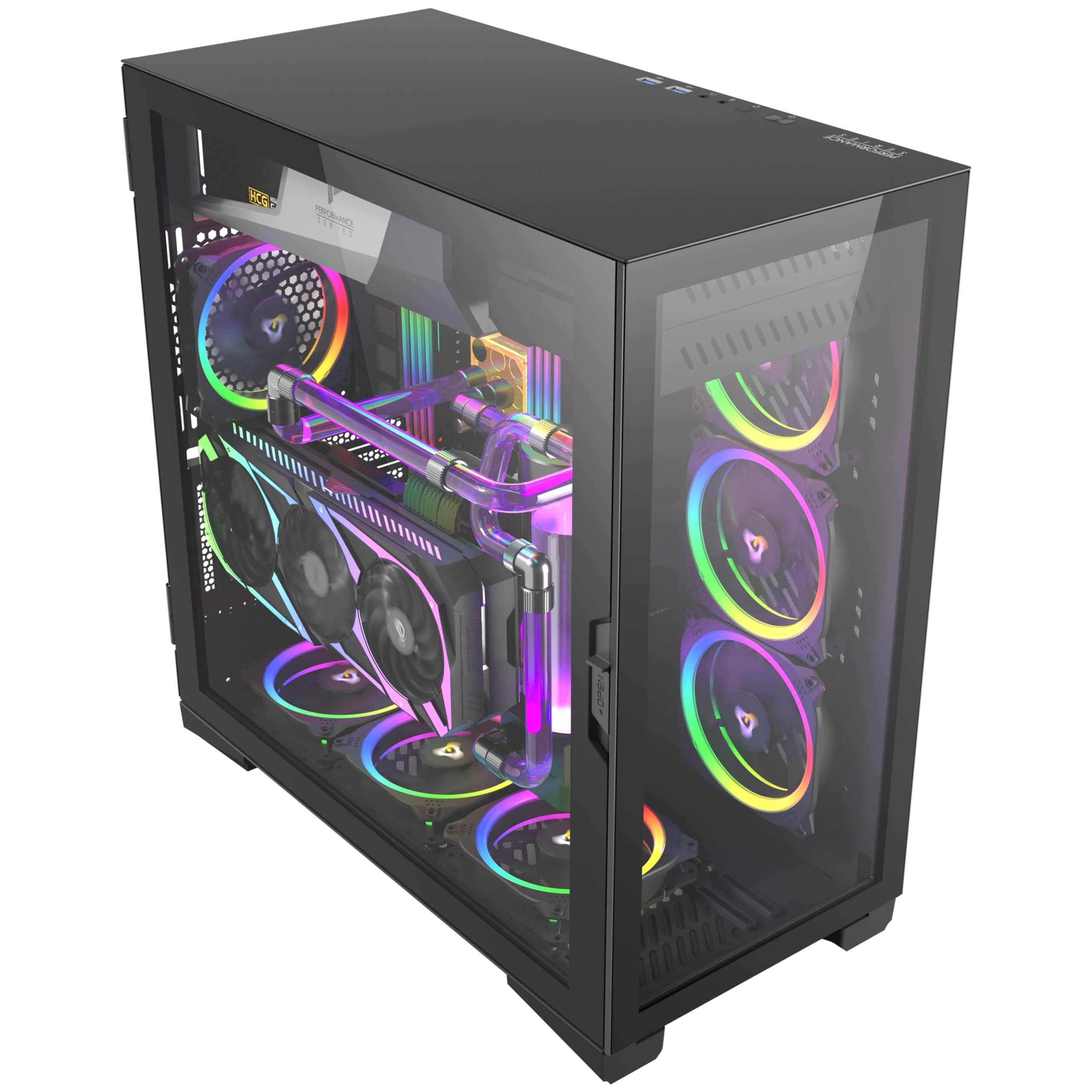 Antec Performance Series P120 Crystal E-ATX Mid-Tower Case, Tempered Glass Front & Side Panels White Led USB3.0 X 2, Aluminum Vga Holder Included - PC