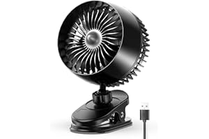 Koonie USB Clip on Fan, Strong Wind Ultra Quiet Small Desk Fan with Strong Clamp, More Than 360° Adjustable, 3 Speeds USB-C Corded Powered, Mini Personal Fan for Home Office Desktop Black