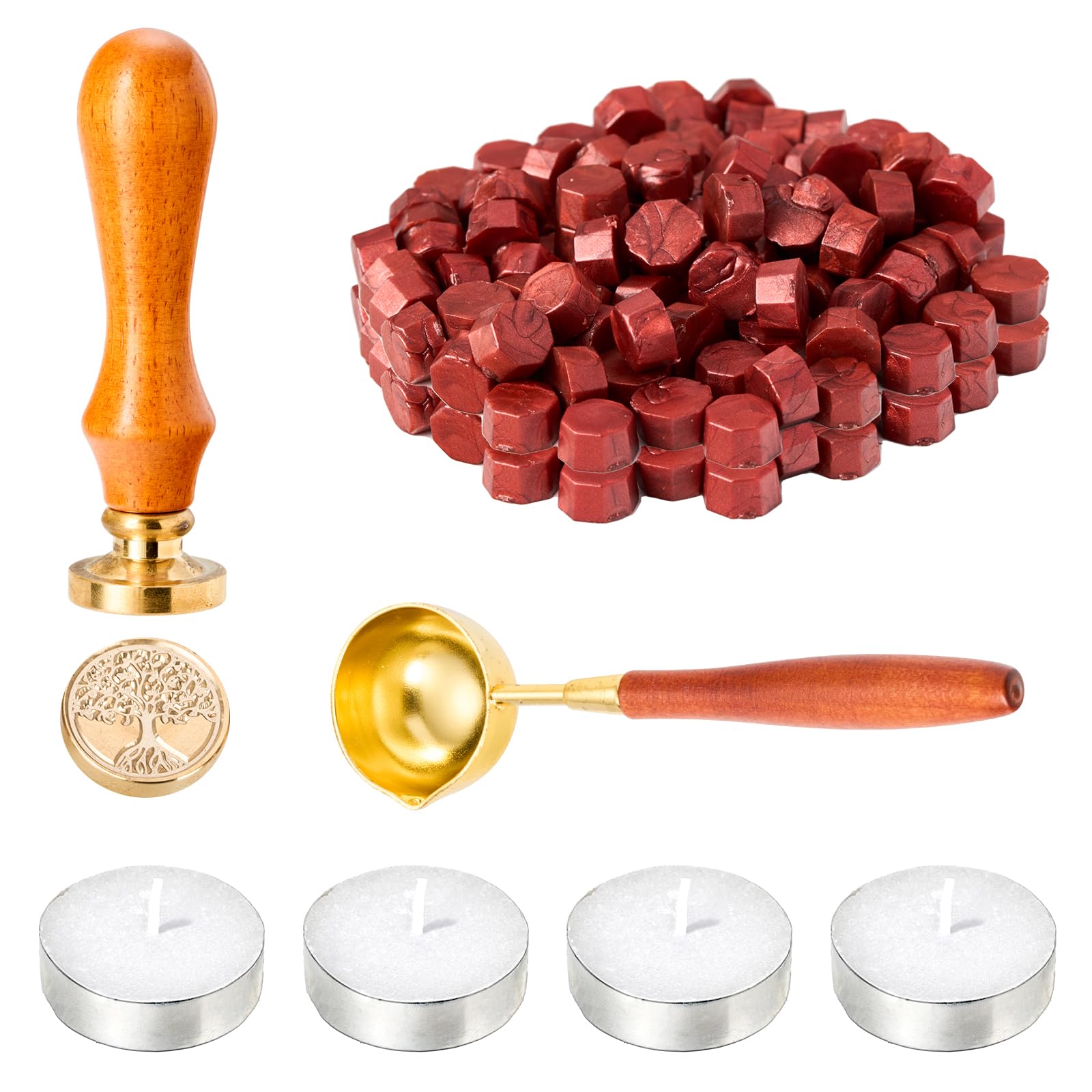 Lifetree Wax Seal Stamp Kit, 200pcs Sealing Wax Beads, Wax Seal Set with Spoon and Candles