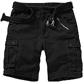 Raroauf Women's Cotton Casual Multi-Pockets Relaxe-Fit Twill Bermuda Cargo Shorts