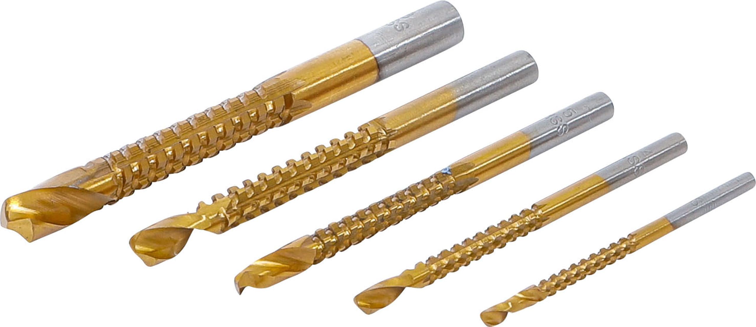 BGS Diy 50795 | HSS Milling Drill Set | titanium coated | 3 - 8 mm | 5 pcs.