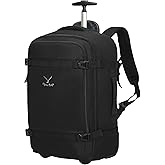 Hynes Eagle Rolling Backpack 42L Backpack with Wheels Airline Approved Carry on Luggage Laptop Travel Suitcase Bag for Women Men Jet Black