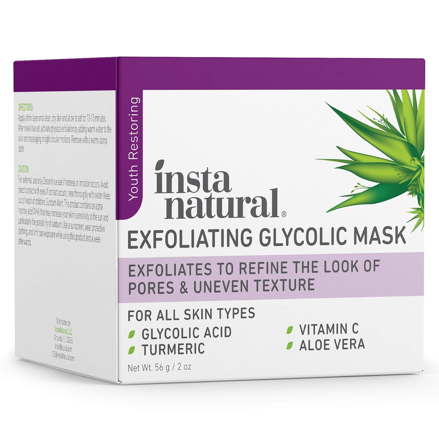 Exfoliating Glycolic Face Mask & Scrub - Anti Aging, Acne & Blackhead Treatment for Brightening and Exfoliation with Turmeric & Vitamin C - Natural AHA Enzyme Exfoliant for Scars & Glowing Skin : Beauty
