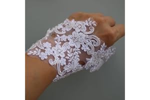 G-RUI 6cm*2yards Pure White Luxury Beaded Embroidery Flower lace Appliques for Wedding Dresses Rhinestone Applique Patches Embroidery lace parches ropa (Pure White Color)…