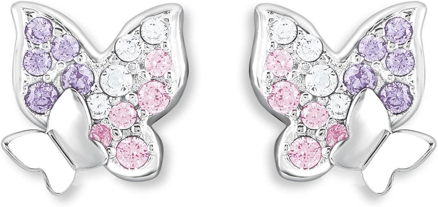 Prinzessin Lillifee stud earrings 925 Sterling silver girls' children's earrings, with zirconia synth., 0.6 cm, silver - Image 3