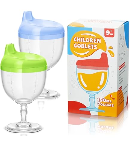 Amazon.com: 4 Pcs Baby Wine Sippy Cup Goblet Plastic Wine Glass Sippy Cup  Beverage Mug Milk Bottles with Lid Baby Stemware for Toddlers Kids Birthday  Christmas Party Celebration, Blue, Pink, Yellow, Purple :