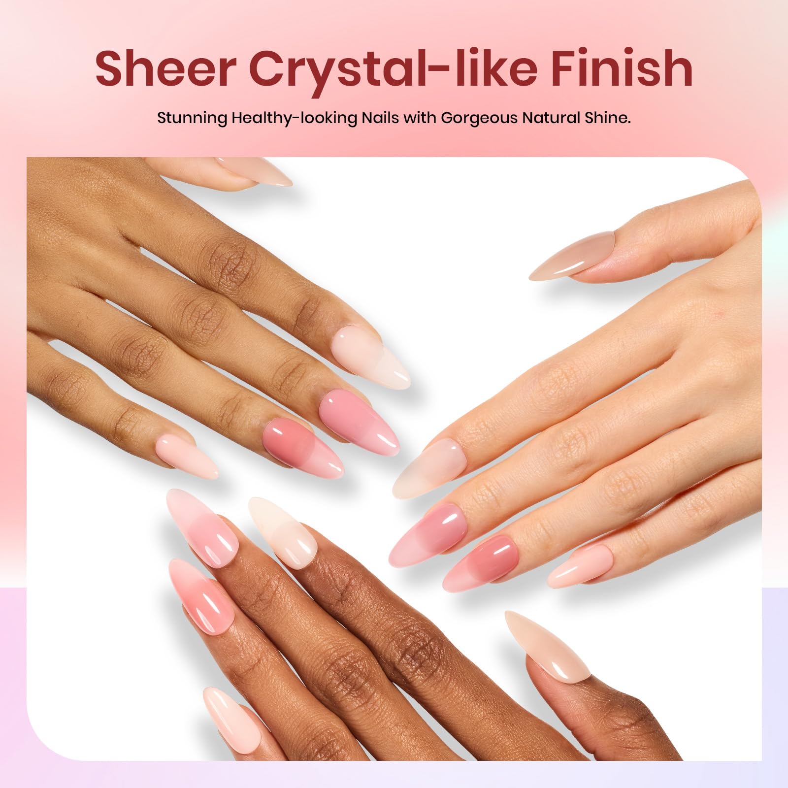 Beetles Spring Gel Nail Polish Set, 6 Colors Jelly Gel Polish Nude Pink Neutral Nail Art Design Translucent Gel Nail Kits Soak Off Uv Nail Lamp Cured Nail Manicure for Women - Image 5