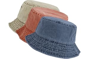 kozinu Washed Cotton Bucket Hats Packable Summer Outdoor Cap Travel Beach Sun Hat Plain Colors for Men Women