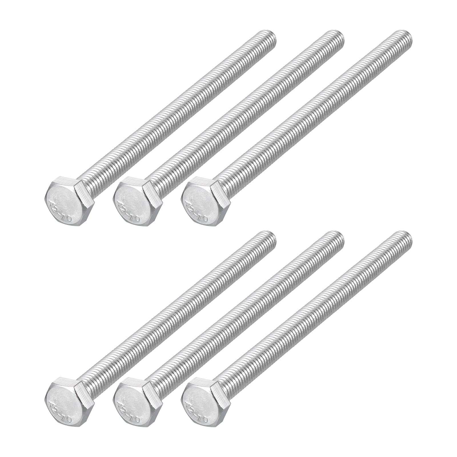 METALLIXITY Hex Bolts (M8-1.25x120mm) 6Pcs, 304 Stainless Steel Coarse Fully Threaded Hex Head Screw Bolt Machine Screws - for Furniture Repair, Silver