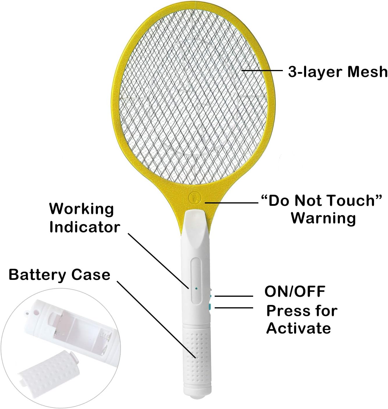Micnaron Electric Fly Swatter 2 Pack, Portable Fly Mosquito Swatter 3500V, Handheld Bug Zapper Racket with Safe to Touch Mesh Net (Blue &Yellow): Garden & Outdoor