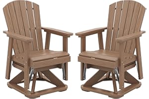 SERWALL Adirondack Swivel Glider Chair, HDPE Patio Swivel Glider Set of 2, All-Weather Glider Chair for Porch, Balcony, Wood Brown