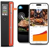 Miouca Wireless Bluetooth Smart Meat Thermometer - WiFi Unlimited Range, 1 Ultra-Thin Probe, 6 Sensors with NIST Certified Accuracy, for BBQ, Grill, Oven, Smoker, Rotisserie - iOS &amp; Android App