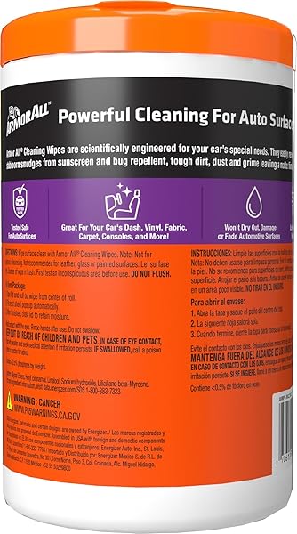ARMOR ALL CAR CLEANING WIPES, WIPES FOR CAR INTERIOR AND CAR EXTERIOR, 90 WIPES EACH