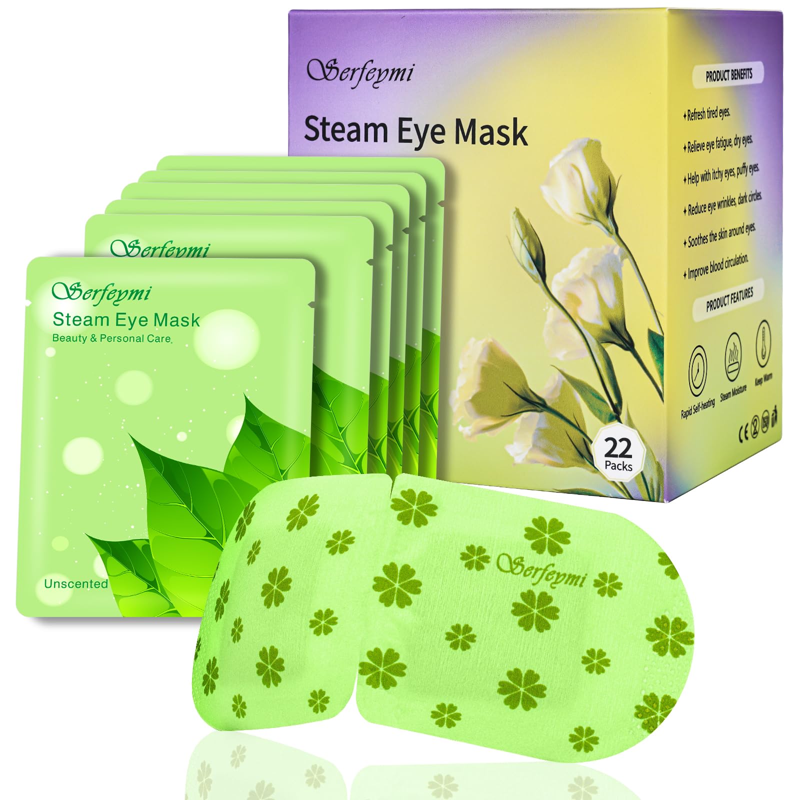Photo 1 of Serfeymi 22 Packs Steam Eye Masks Relieve Eye Fatigue, Self Heating Warm Eye Mask, Disposable Eye SPA Heated Eye Mask for Dry Eyes, Dark Circles, Tired Eyes, Gifts for Mother's Day (Unscented)