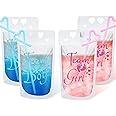 20 Pcs Gender Reveal Drink Pouch Cups Clear Zipper Bags with Straws, Team Boy Team Girl Gender Reveal Cups, Baby Reveal Party