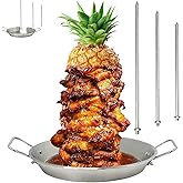Gyro Pan with Skewer, 10in Al Pastor Skewer for Grill, Vertical Meat Rack With 3 Removable Barbecue Needles(8”/10"/12”), for 