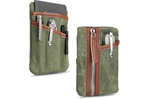 Sayram EDC Pouch - Waxed Canvas Compact Organizer for Men, Zippered Pocket for Everyday Carry, Mini Multitool Holder