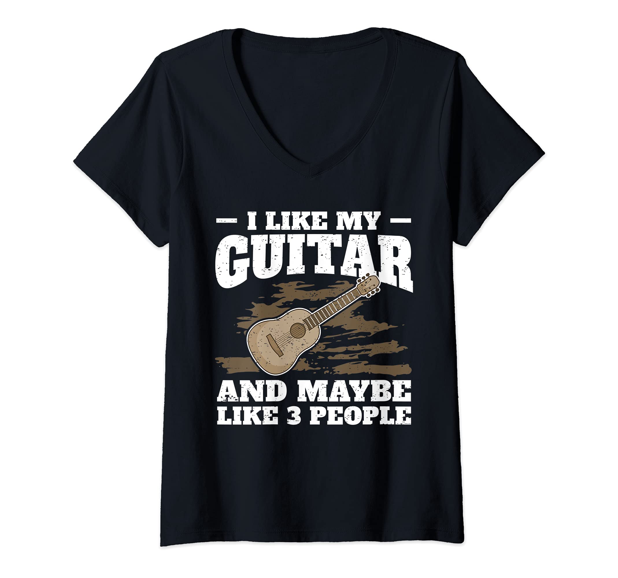 Womens I Like My Guitar Guitarist Guitar Player Saying V-Neck T-Shirt