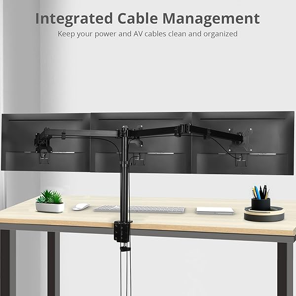 SIIG ARTICULATING TRIPLE MONITOR DESK MOUNT DESK MOUNT, BLACK (CE-MT0R12-S3)