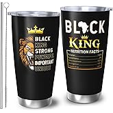 RUIYIMOEO African Gifts for Men, American Black Men Gifts Coffee Mugs, African American Black King Gift Tumbler, 20oz Coffee Tumbler, Birthday Gift for Him