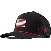 Branded Bills Old Glory Curved 5 Panel Rope Hats for Men | American Flag PVC rubber patch, snapback, breathable perforated side panels, Adjustable rope golf hat