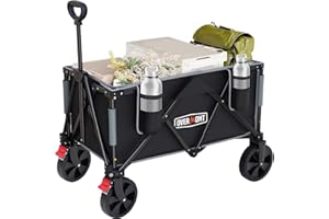 Overmont 150L Wagons Carts Foldable - Large Capacity Folding Collapsible Wagon Cart for Grocery Camping Utility Gardening Sports Travelling- 330lbs Load