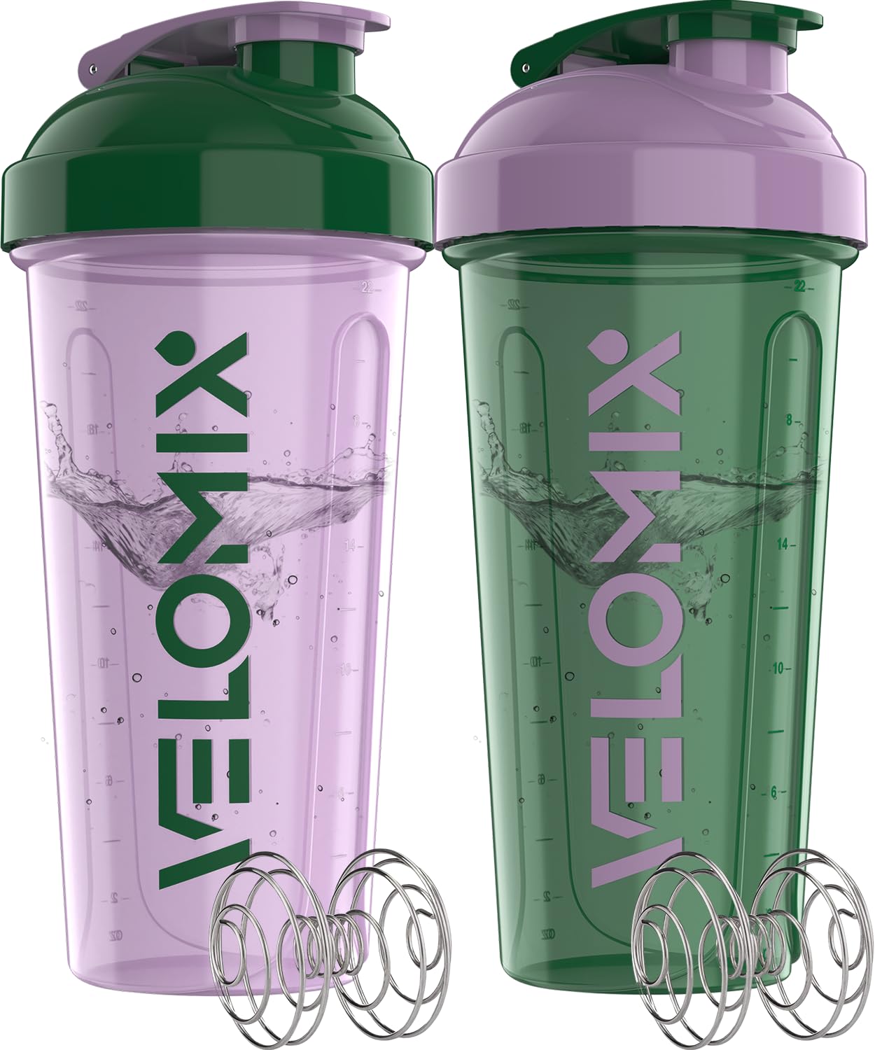 VELOMIX -2 Pack- 28 oz Protein Shaker Bottles for