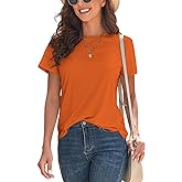 KevaMolly Basic T Shirts for Women UPF 50+ Short Sleeve Casual Summer Tops Trendy Solid Loose Fit Crew Neck Tees Tshirt