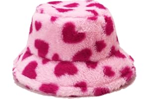 VOILIPEX Winter Fluffy Fuzzy Bucket Hat Plush Furry Faux Fur Fisherman Hats Warm Hat for Women