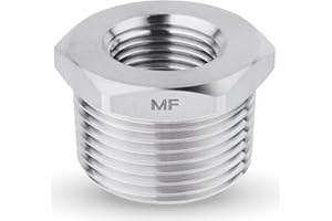 MAACFLOW MAACFLOW Stainless Steel 1" Male NPT to 1/2" Female NPT Adapter Reducer Hex Bushing (Thread OD 1.27" - ID 0.72") (Pack of 1)