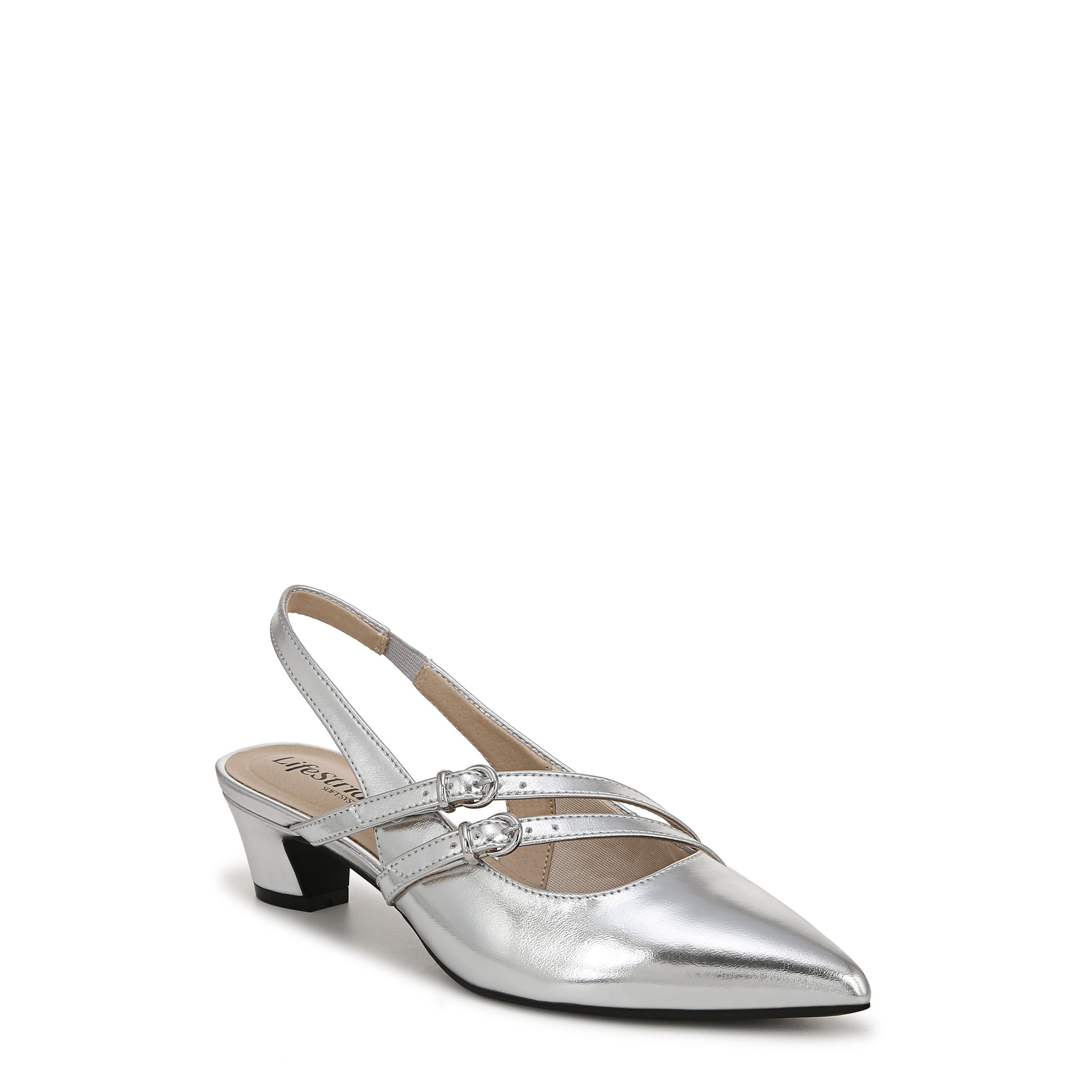 LifeStride Womens Monique Slingback Pump Silver Metallic 6 M