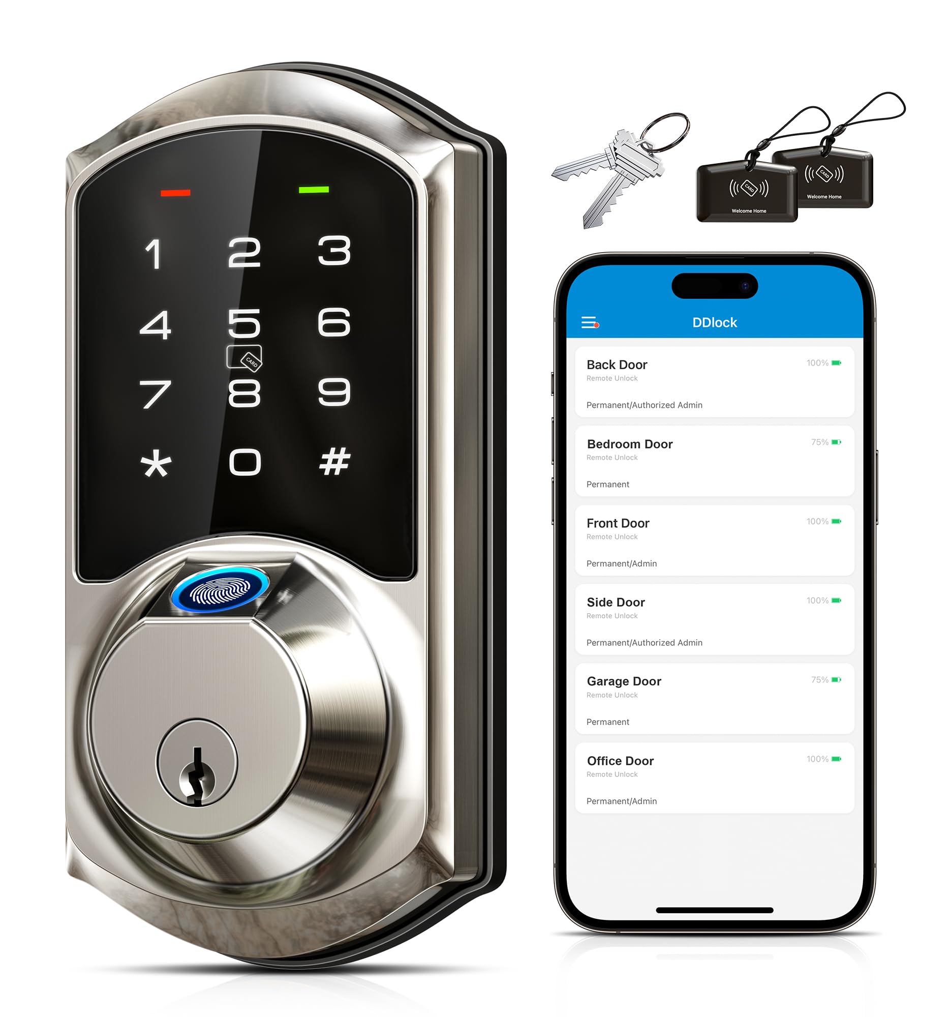 Veise Fingerprint Smart Lock for Front Door, 7-in-1
