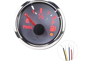 Fuel Level Gauge, 2in 316 Stainless Steel Fuel Level Gauge Intelligent Alarm IP67 Waterproof Marine Auto Instrument(American 
