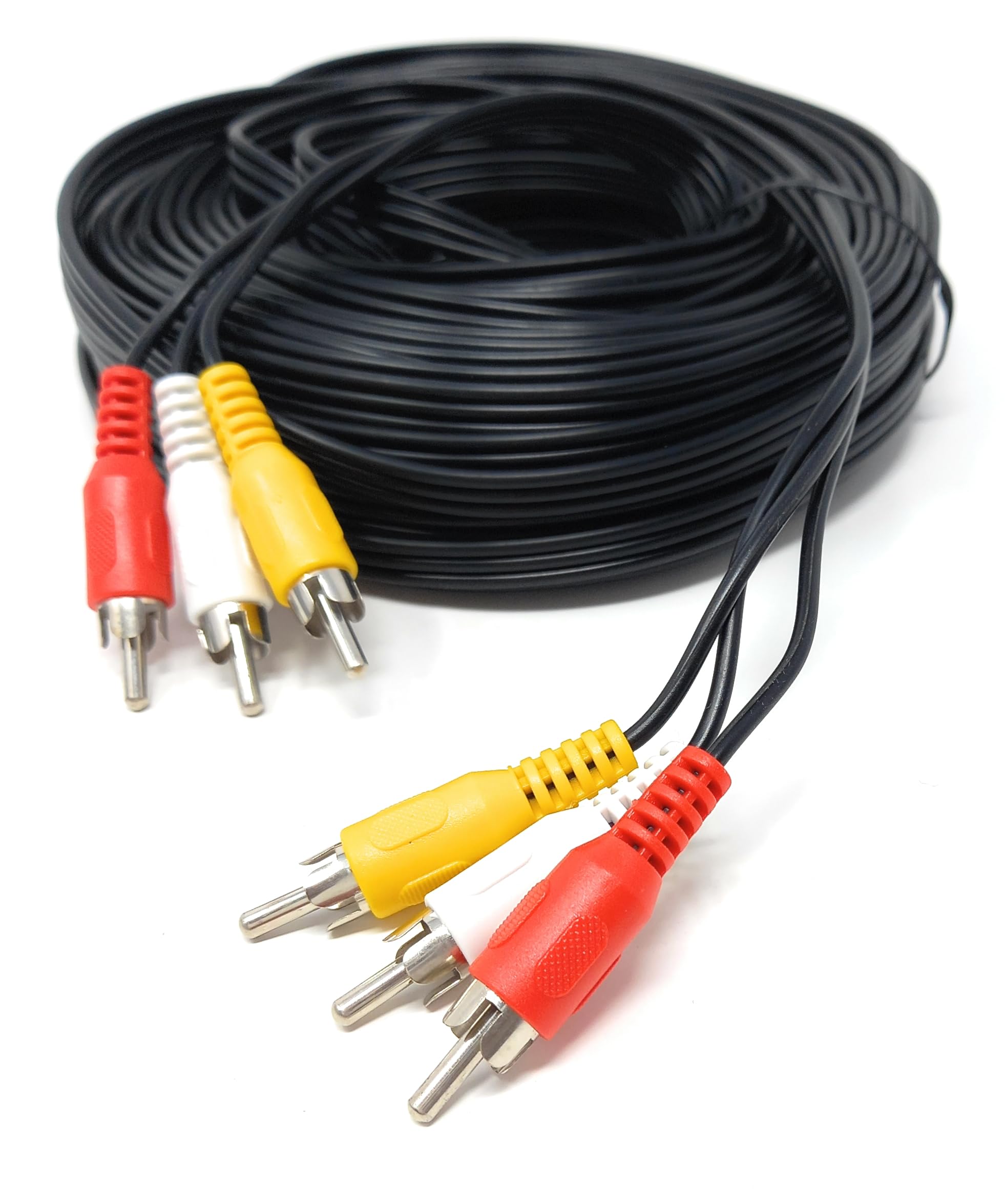 DRUT 20m Triple 3 x RCA to RCA Phono Plugs to Plugs Composite, Audio Video Male to Male Cable Lead Nickel Contacts (65ft.)