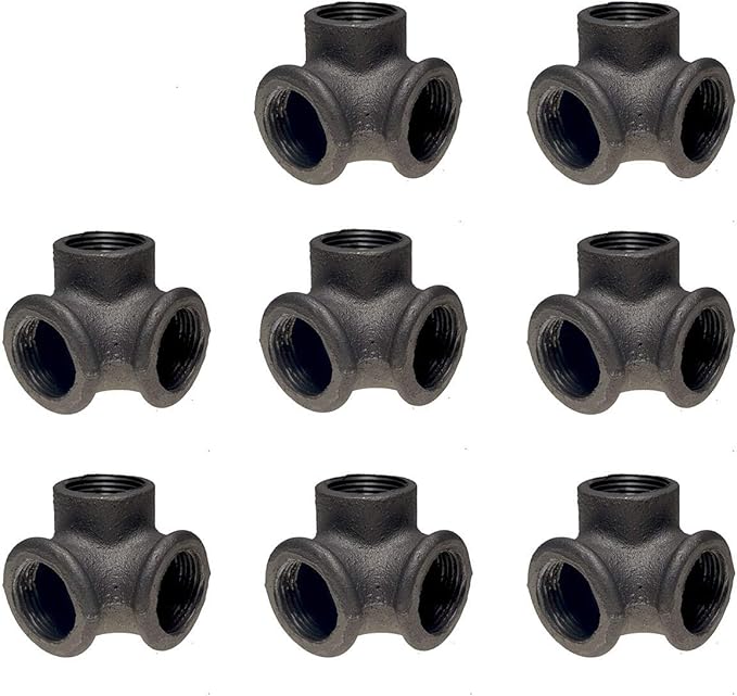 GPOWER 3/4 Inch Black Pipe Three Way Corner Fittings, Malleable Cast Iron Pipe Elbow Fittings GPOWER 3/4 Inch Black Pipe Three Way Corner Fittings, Malleable Cast Iron Pipe Elbow Fittings