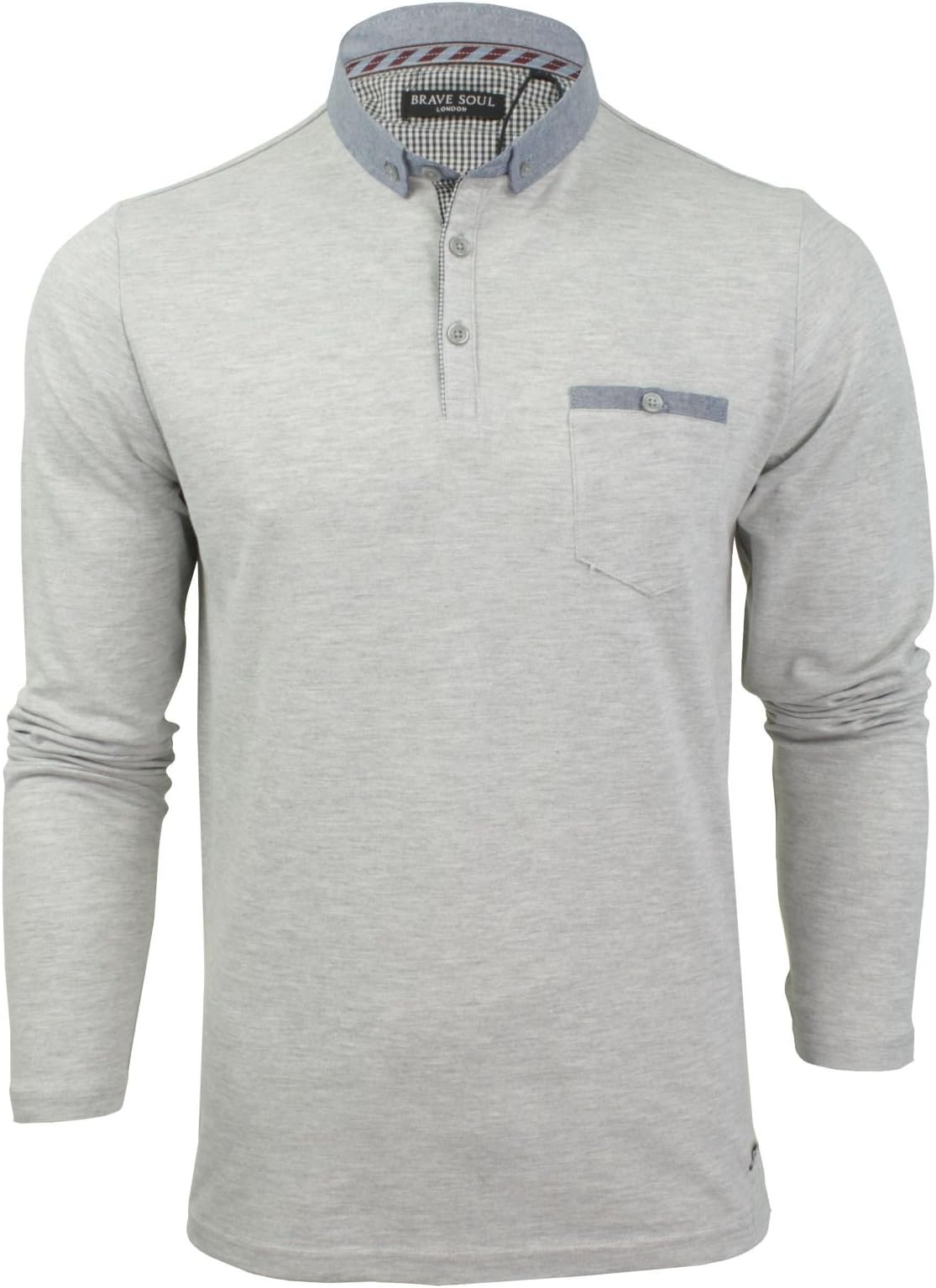 Brave Soul Mens Long Sleeve Polo Shirt