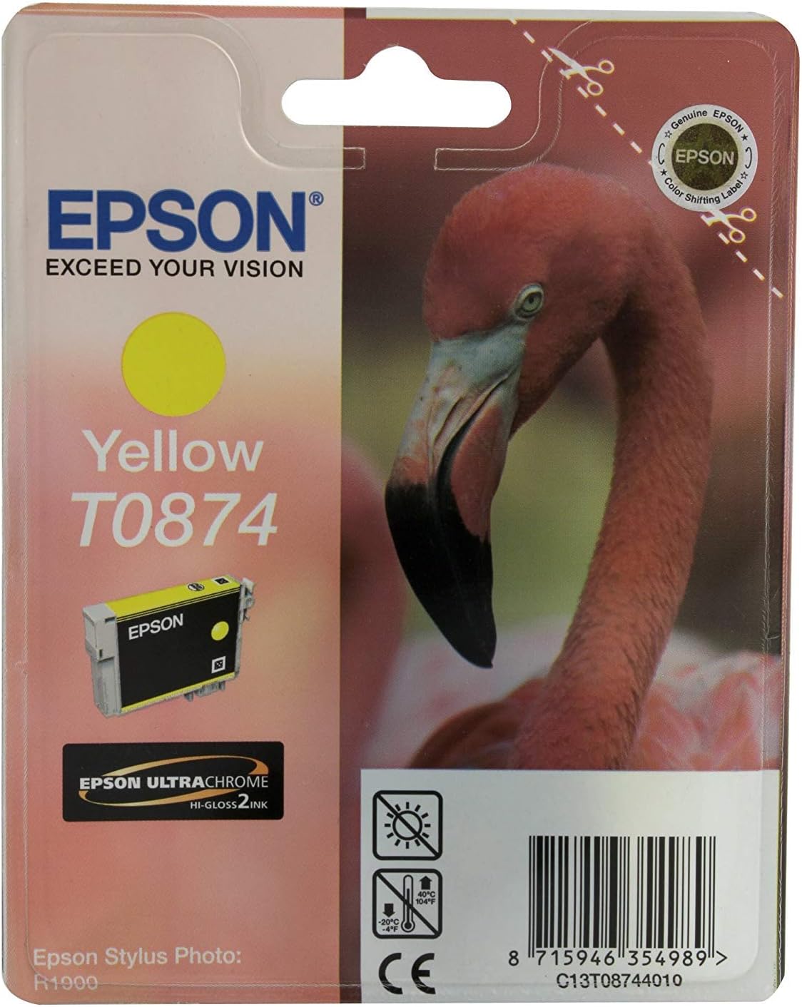 Epson Original T0874 UltraChrome Hi-Gloss2 Yellow Ink Cartridge, Genuine, 1