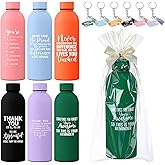 Acellegic 6 Set Employee Appreciation Gifts Bulk 17 oz Inspirational Stainless Steel Water Bottle and Keychains OPP Bag with Bow Valentine's Gifts for Team Staff Coworker Teacher Nurse