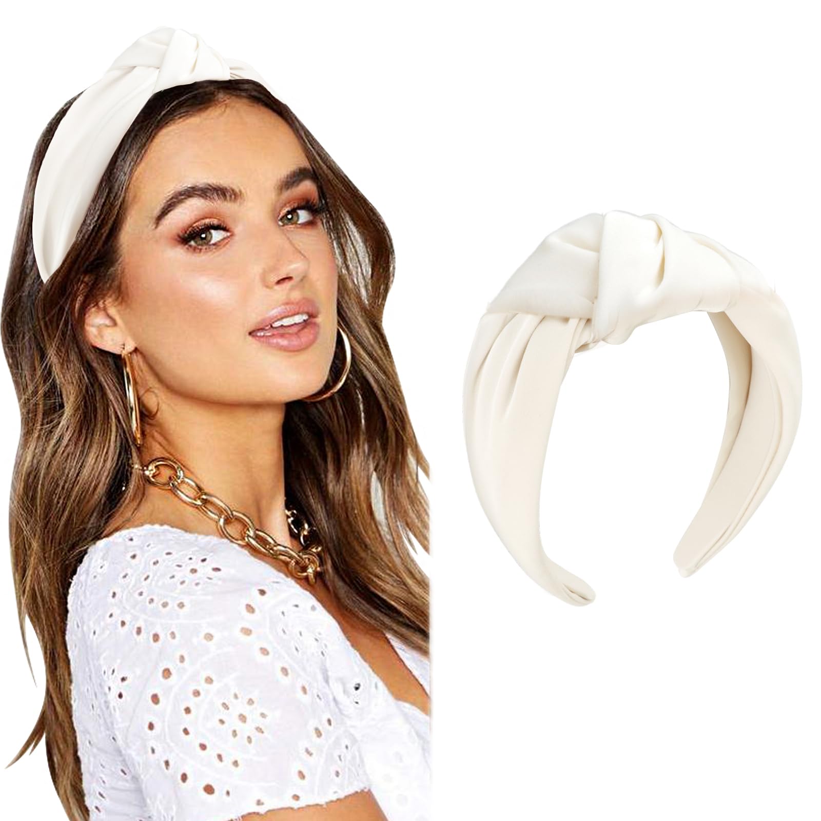 DRESHOW Headbands for Women Girls Knotted Elastic Hair Band Fashion Fabric Hairbands Cute Top Knot Head Band