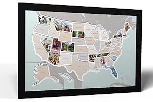 THUNDER BUNNY LABS 50 States USA Photo Map - Frame Optional - Made in America (Printed Map, Black Frame)