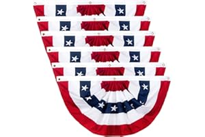 NUOLAN American Patriotic Bunting Flag, American Flag Bunting1.5x3Ft for Outside, Decoration Flags, Patriotic Half Fan Bunting Flag with Brass Grommets for 4th of July Indoor Outdoor Decorations (Set of 6)