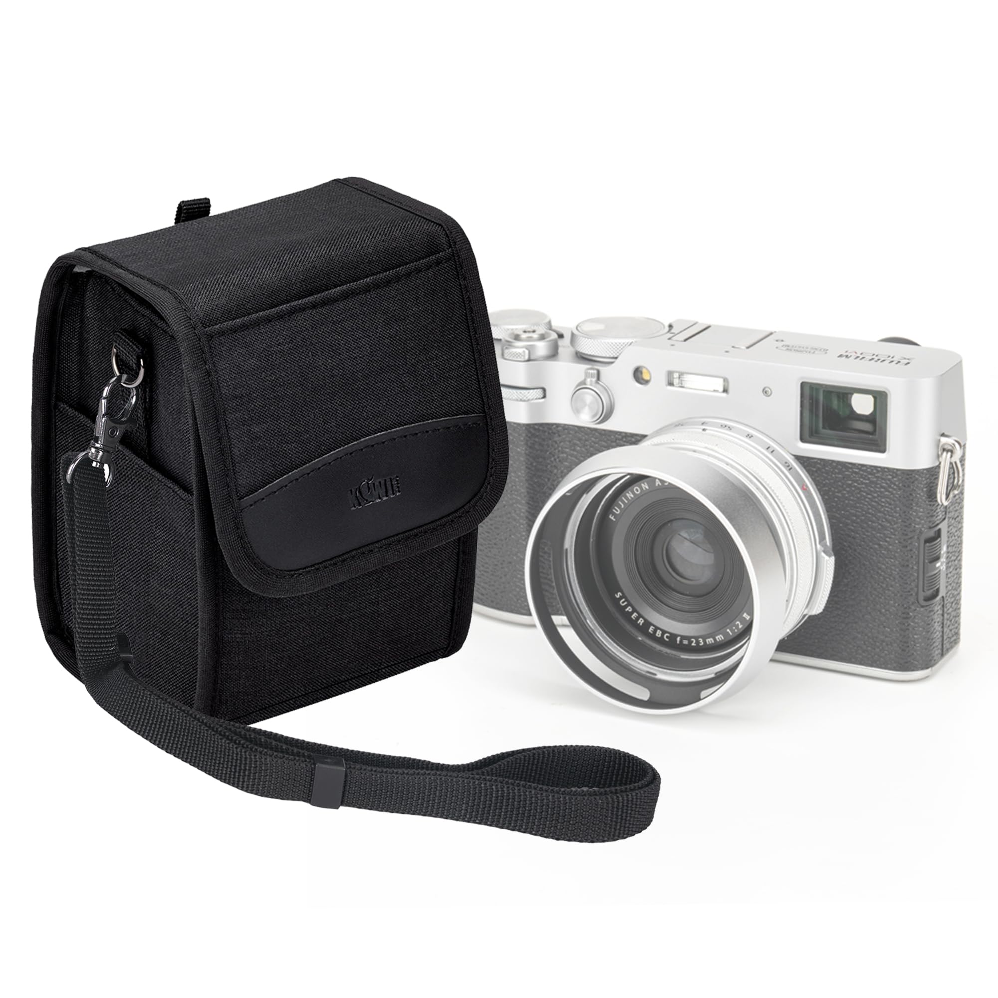 KIWIFOTOS Small Camera Bag for Fujifilm X100 Series with Lens Hood, for Leica SOFORT2 with Instant Film Pack, for Canon PowerShot V1, Compact Camera Sling Bag Interior Size 150 x 90 x 90mm