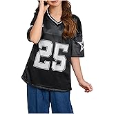 SOLY HUX Girl's Summer Jersey Shirts V Neck Short Sleeve Graphic Tees Oversized T-Shirt Tops