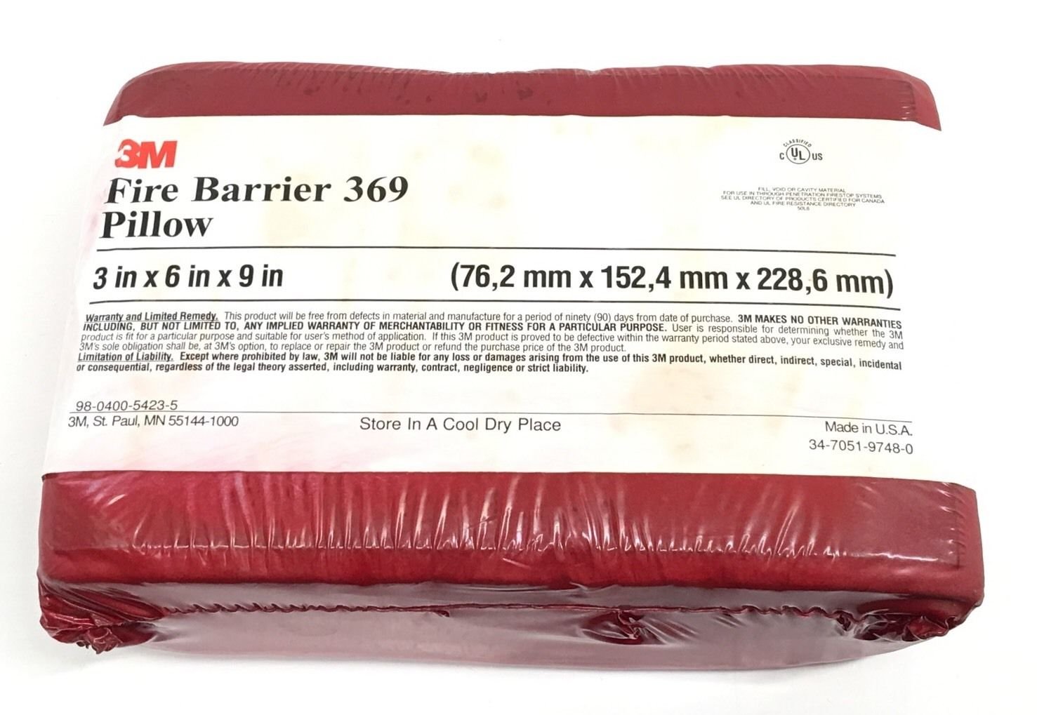 3m Fire Barrier Pillows Fb369 Large 3 In X 6 In X 9 In Amazon