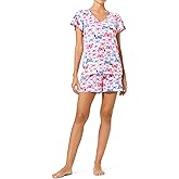 HUE womens Short Sleeve Tee and Boxer Short 2 Piece Pajama Set