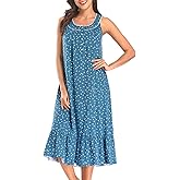 QRRLUEN 100% Cotton Nightgowns for Women Soft Night Gown Sleeveless Long Sleepwear Ladies Cute Victorian House Dress S-XXL