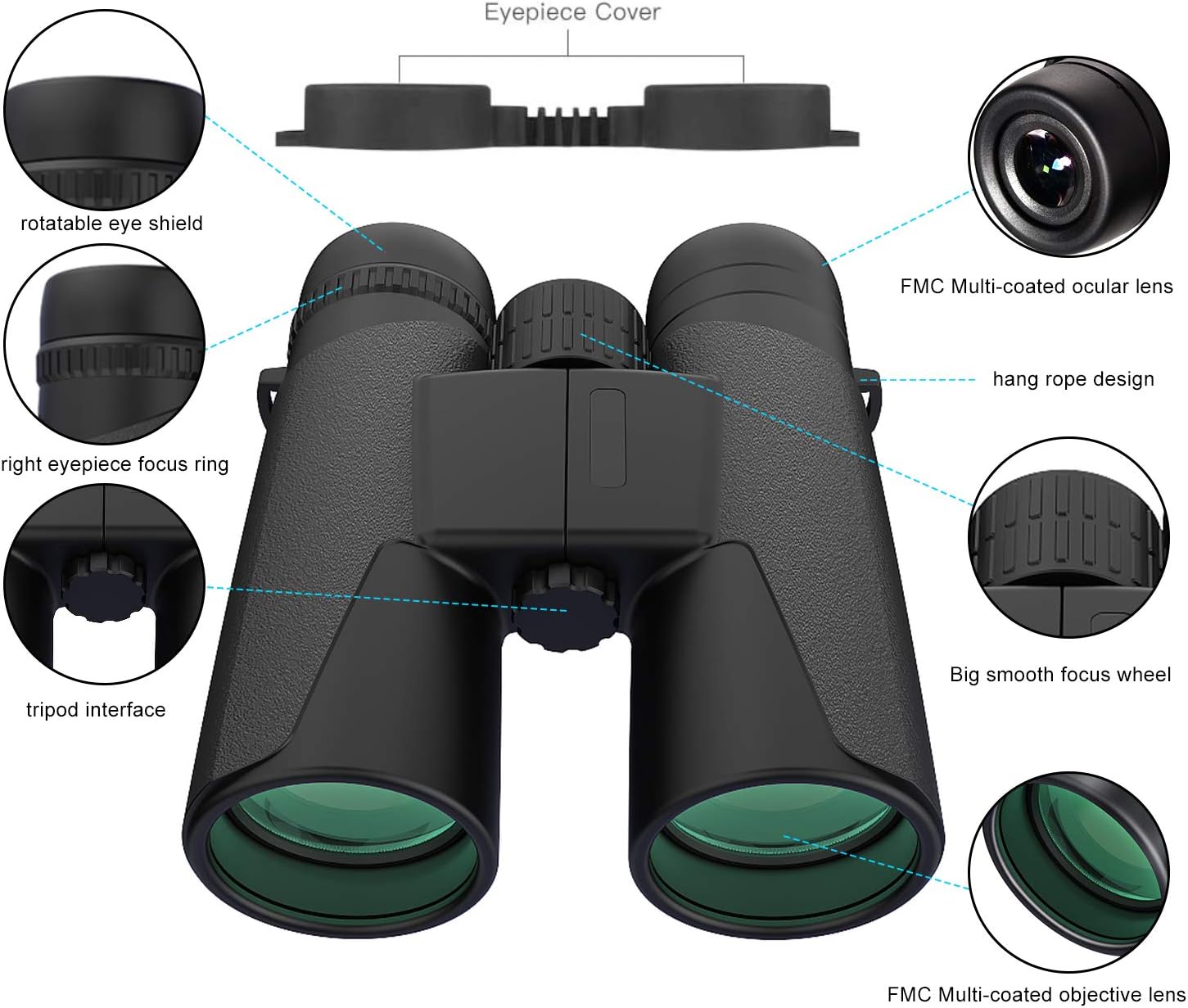 12×42 Binoculars, High Power Binocular for Adults, BAK4 Prism, FMC Lens, Fogproof & Waterproof