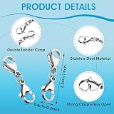 ASTER 4 Silver Double Lobster Clasps Mini Snap Hooks for DIY Jewelry view 2