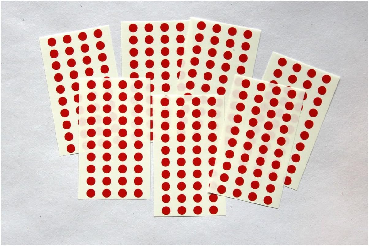 270 Red Round Stickers - Sticky Coloured Self Adhesive Dots for Colour Coding