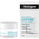 Neutrogena Hydro Boost+ Caffeine Eye Gel Cream, Hyaluronic Acid Eye Cream, Antioxidant Moisturizer, Fragrance Free, 14 grams